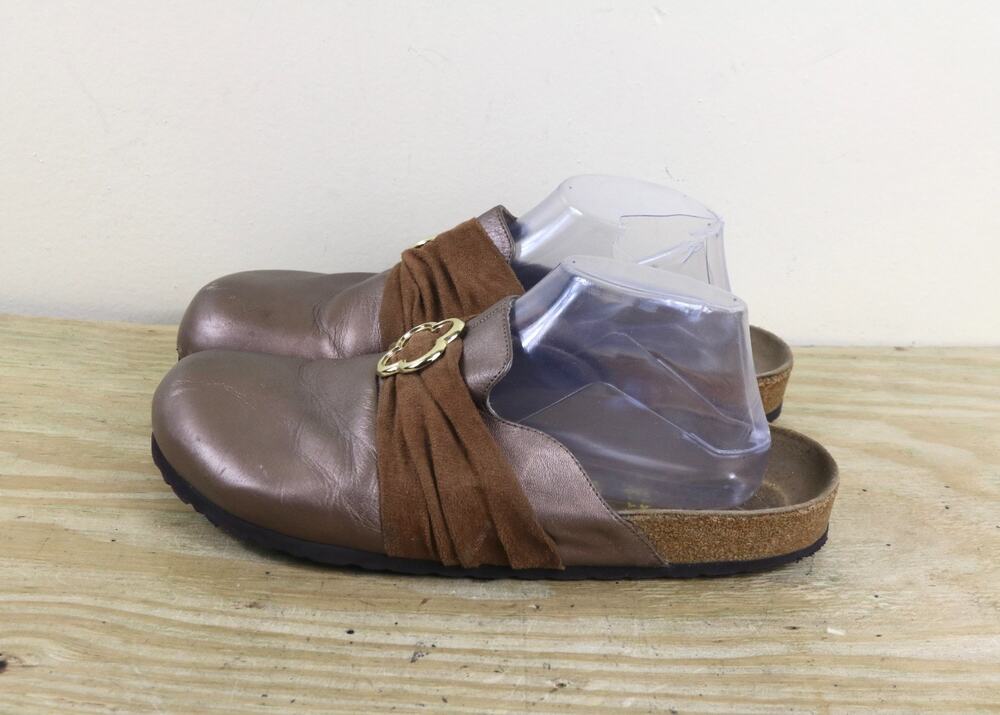 Birkenstock Tatami Clogs 41 Womens Libra Metallic Brown Bronze Gold Accent Shoe